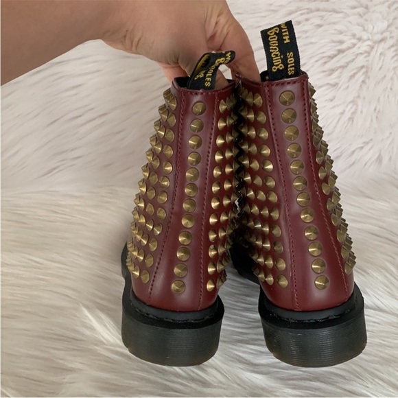 RARE: Dr. Martens Red and Gold Combat Moto Boots - Picture 4 of 8